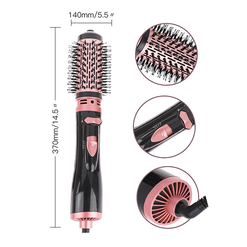 Hair Dryer Brush 2 In 1 Hot Air Spin Brush Curling Straightening Styling Auto-Rotating Ionic Round Blow Hair Dryer Volumizer Peaceful Pleasures Health and Wellness