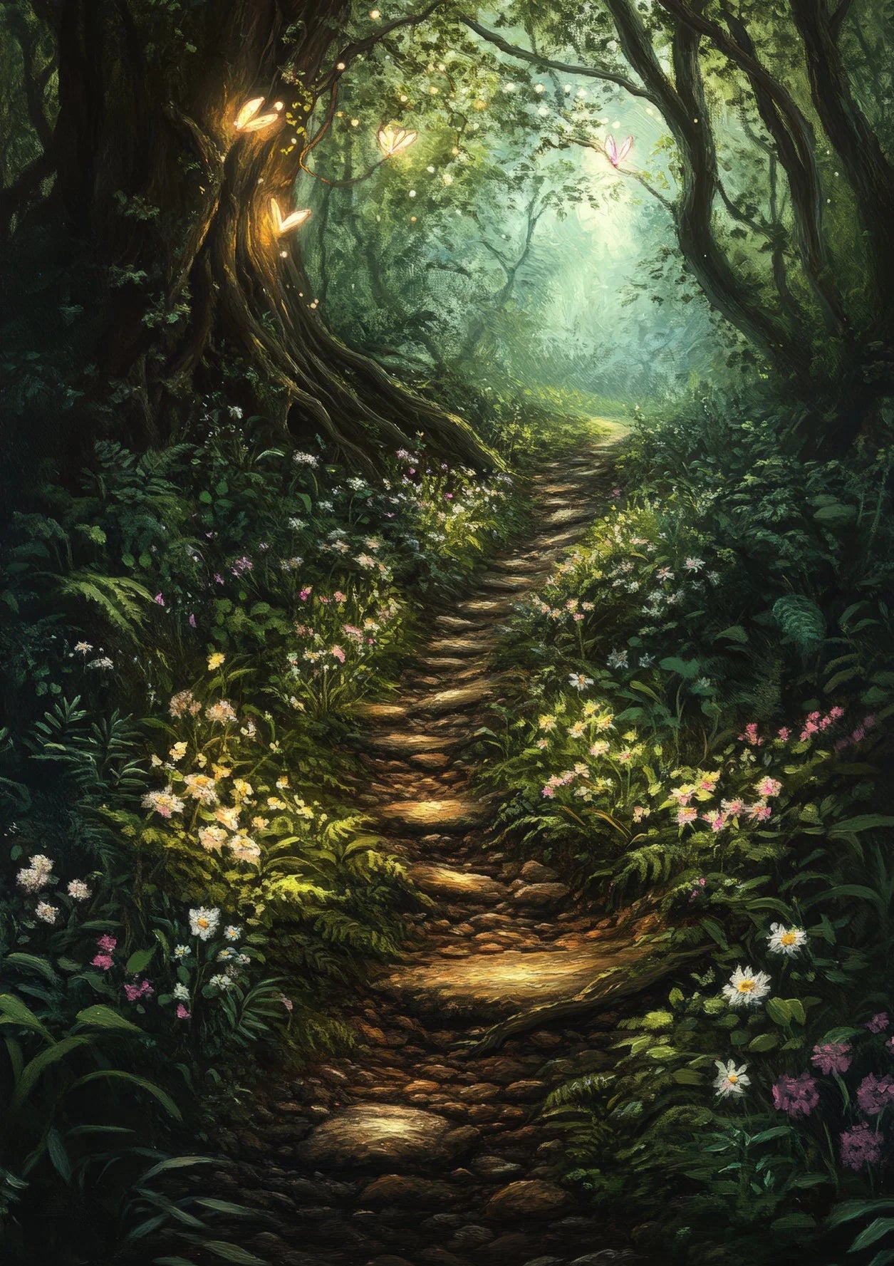 Fairy Enchanted Woodland Canvas Wall Art | Fantasy Forest Poster Canvas Wall Art Peaceful Pleasures Health and Wellness 5 20x30cm Unframed