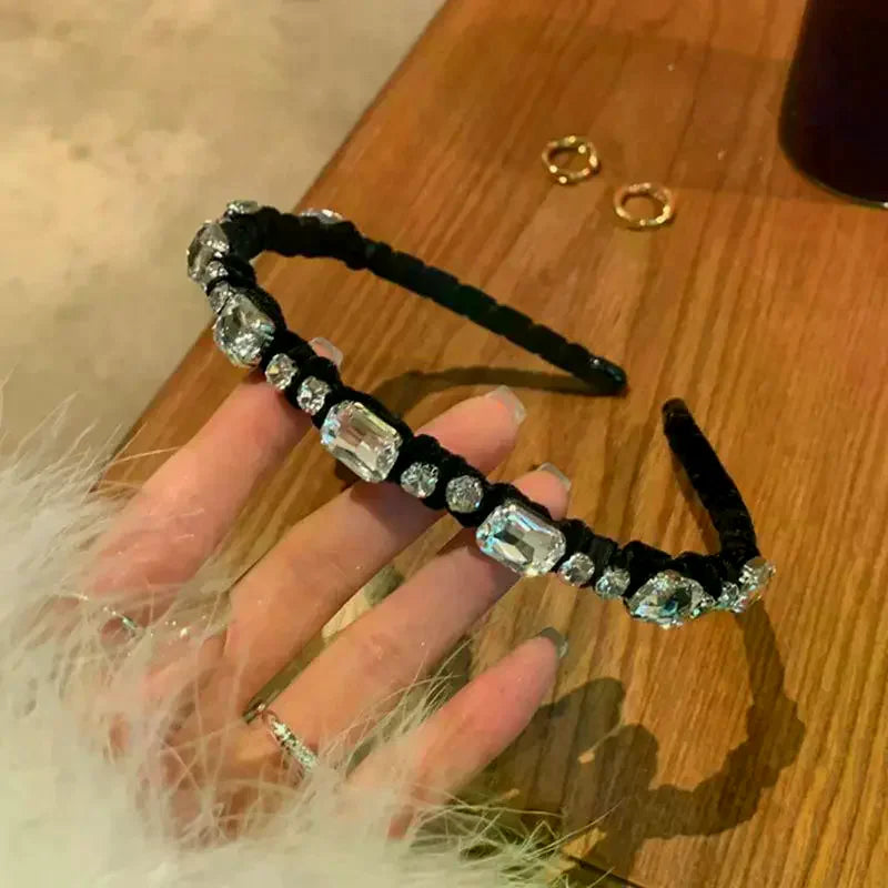 Velvet Rhinestone Hair Headband for Women – Luxury Style