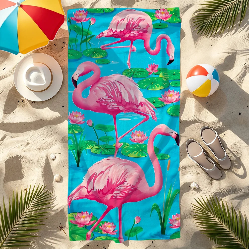 Flamingo Quick-Dry Beach Towel | Soft Pool & Travel Towel Quick-Dry Beach Towel Peaceful Pleasures Health and Wellness