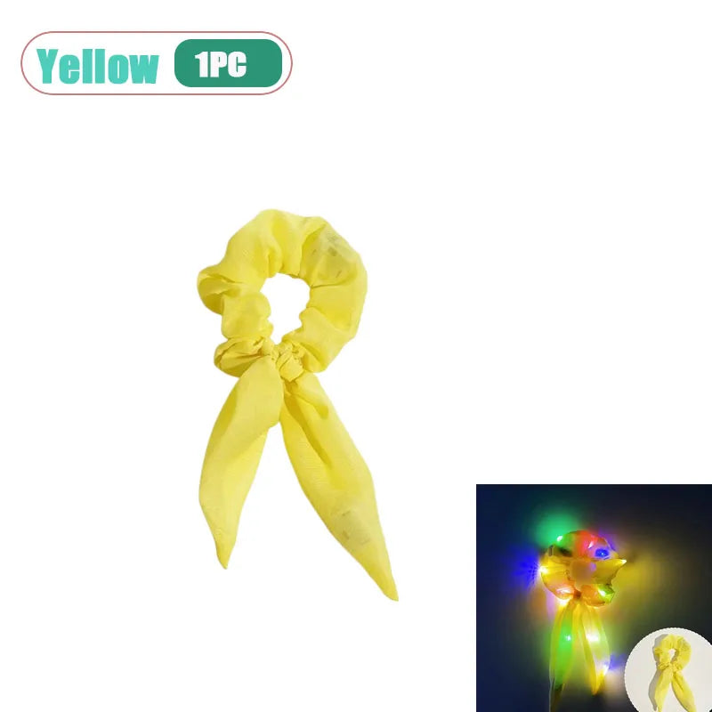 LED Light-Up Bow Scrunchie | Glowing Hair Tie for Parties