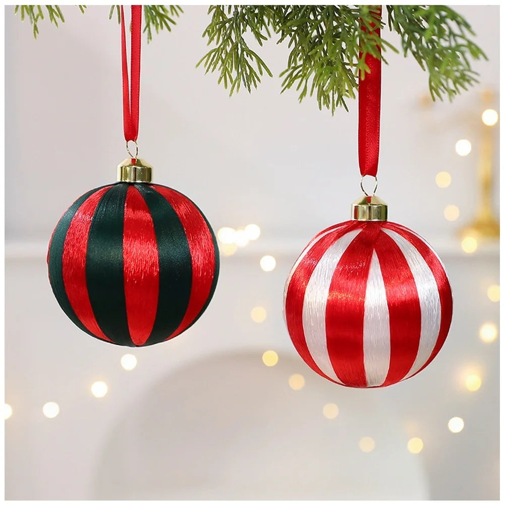 Christmas Tree Ornaments DIY Wrapping Ball Decoration Red Green White