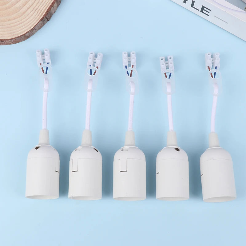 5-Pack E27 Lamp Holder with Cable – Construction Site Socket E27 Lamp Holder Socket Peaceful Pleasures Health and Wellness White