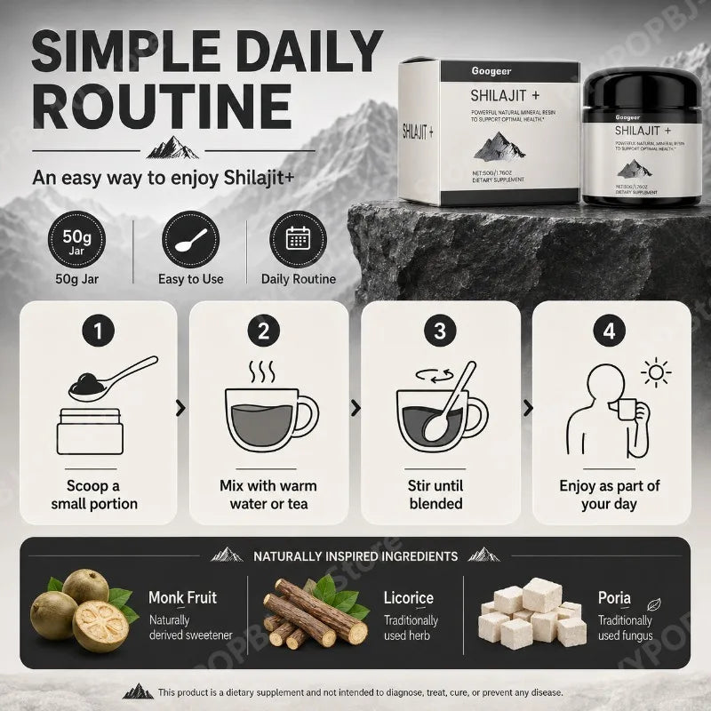Shilajit+ Natural Mineral Resin Herbal Blend 50g | Daily Wellness
