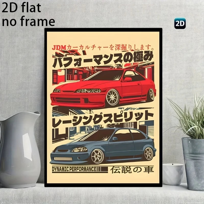 Retro JDM Automotive Canvas Wall Art Print | Car Poster