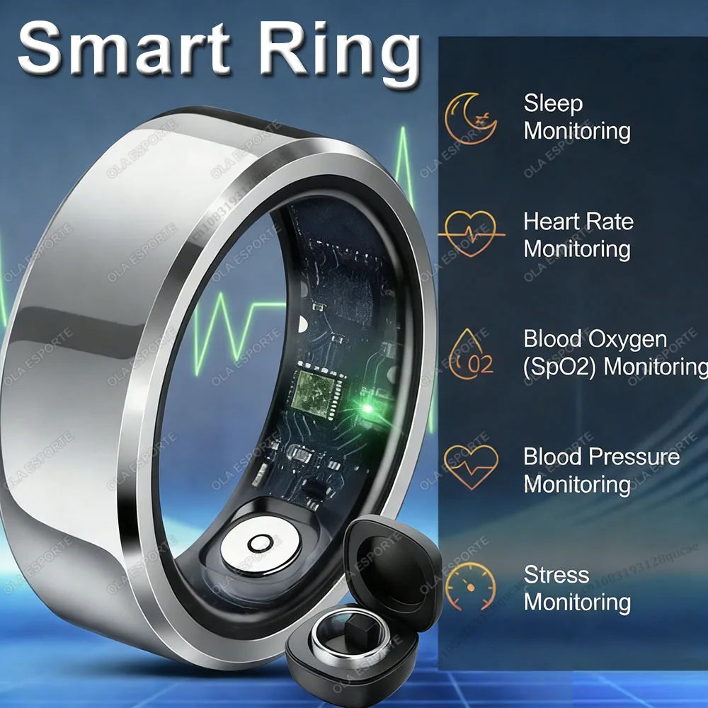 2026 New R12 Smart Ring with Charging Case, Heart Rate Blood Oxygen Sleep Health Manager,5ATM Waterproof For Men Women Smartring Peaceful Pleasures Health and Wellness
