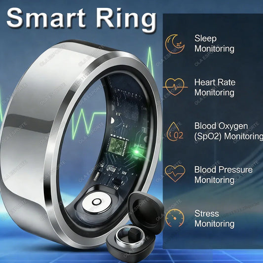 2026 New R12 Smart Ring with Charging Case, Heart Rate Blood Oxygen Sleep Health Manager,5ATM Waterproof For Men Women Smartring Peaceful Pleasures Health and Wellness