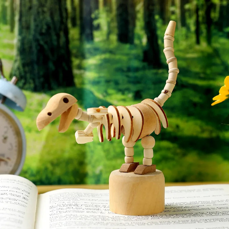 Wood DIY Craft Mini Dog/Clown/Giraffe/Duo Desktop Decoration Crafts Wooden Animal Miniatures Ornament Book Shelf Fun Decor Peaceful Pleasures Health and Wellness