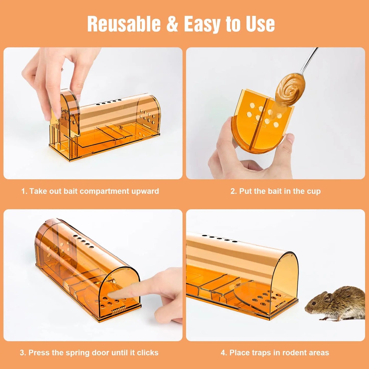 1Pc Mouse Trap Cage No Kill Animal Pet Control Cage Reusable Mice Rodent Catcher Rat Trap Peaceful Pleasures Health and Wellness