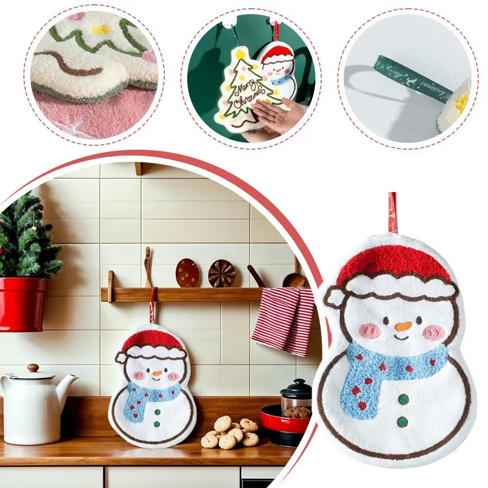 Christmas Hand Towels | Snowman Coral Fleece Kitchen & Bath Decor