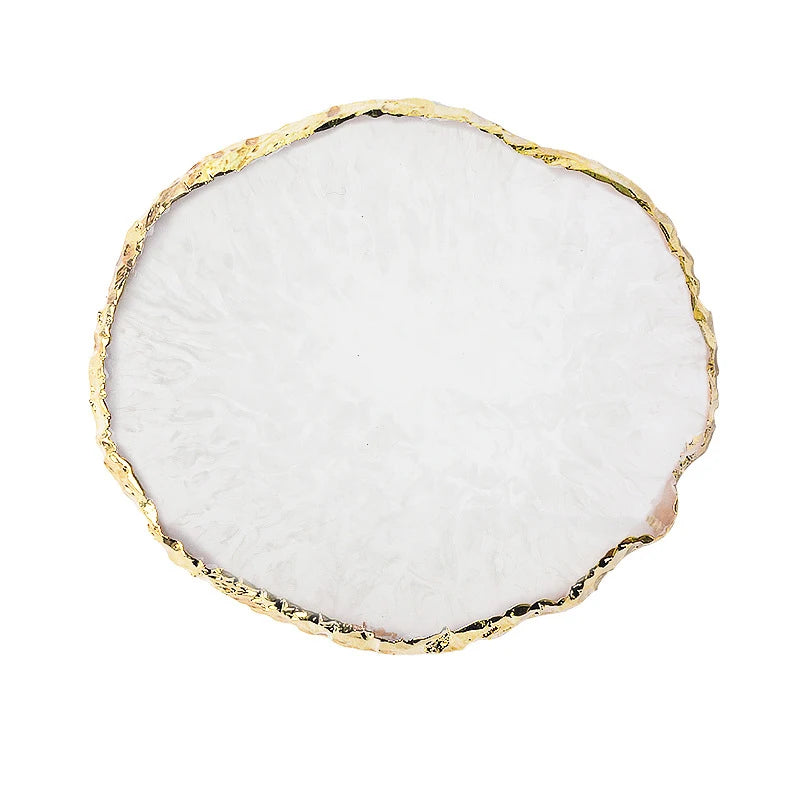 Resin Agate Stone Nail Art Palette False Nail Tips Mixing Color Drawing Pallet Gel Polish Display Shelf Manicure Tool Peaceful Pleasures Health and Wellness White