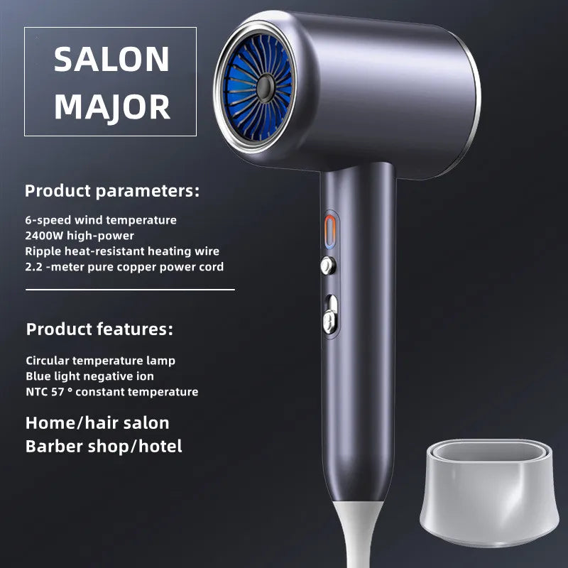 New Generation High-Speed Hair Dryer 2400W High-Power Blue Light Negative Ion Ultra Silent Recommended For Home Hair Salons Peaceful Pleasures Health and Wellness L UK