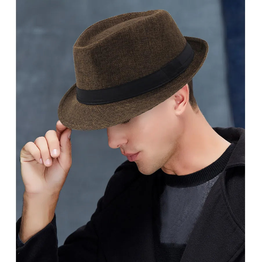 Cycling Caps Men Kids Jazz Hat Old Man Cap Short Brim Solid Color Cuban Cap Panama Hat Breathable Fedora Hat Casual Straw Peaceful Pleasures Health and Wellness Coffee