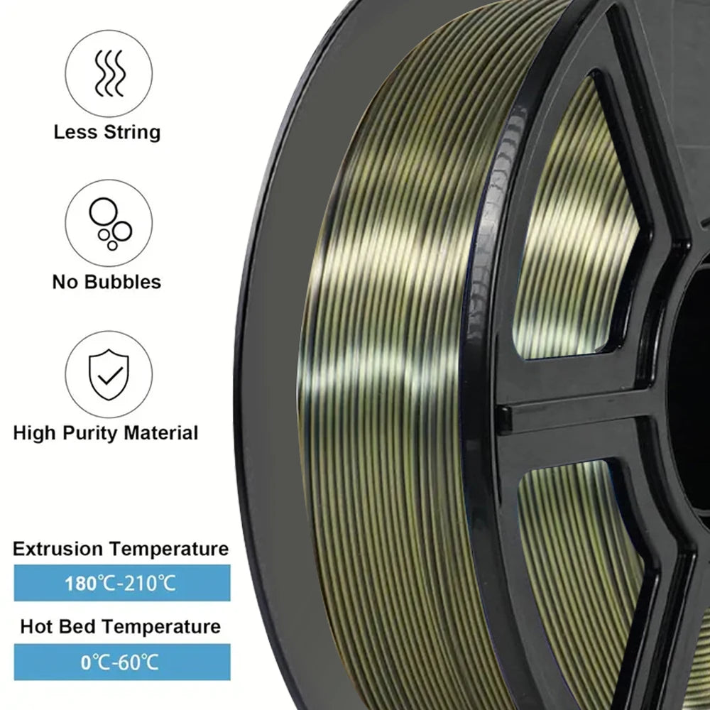 Two-Color Silk PLA Filament 1.75mm Bronze Black 250g Spool
