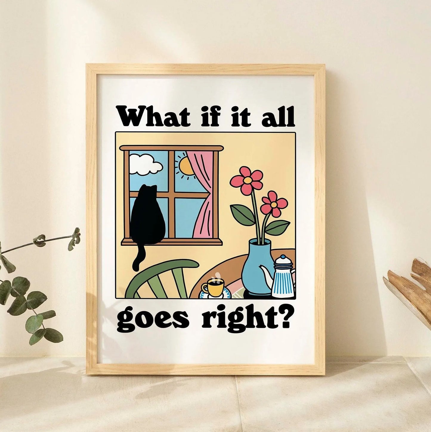 Funny Cat Canvas Wall Art | Spaghetti & Espresso Kitchen Decor