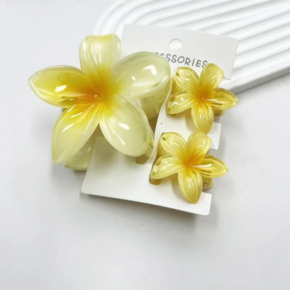 3-Pack Plumeria Flower Hair Claw Clips – Gradient Acrylic Set