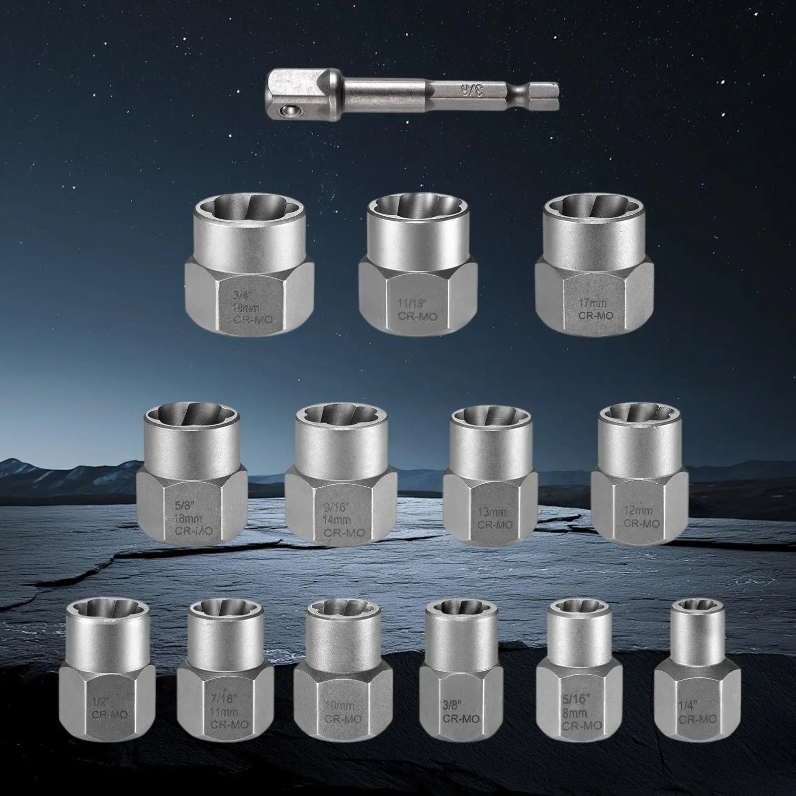 Bolt Extractor Kit | Stripped Socket 3/8" Drive Nut Remover Set Bolt Extractor Set Peaceful Pleasures Health and Wellness