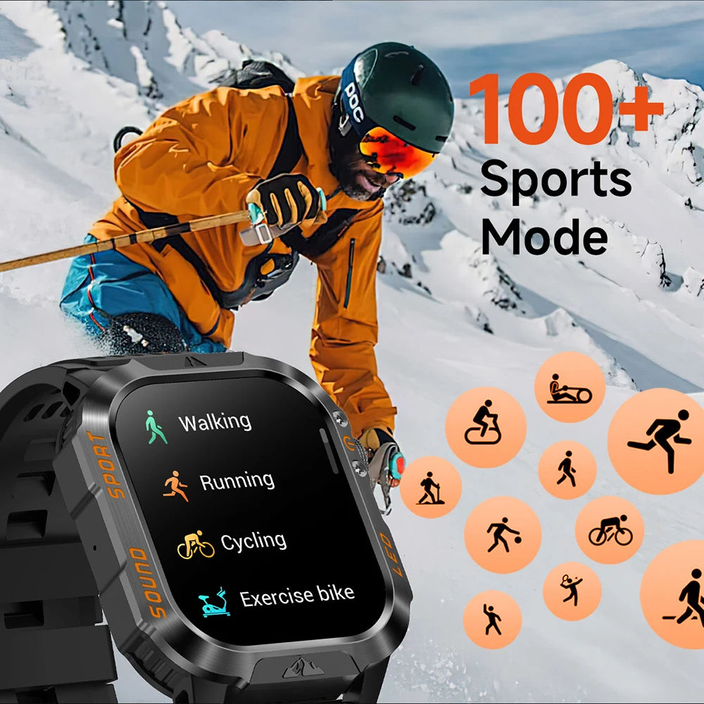 HT30 Military Smartwatch | LED Flashlight, BT Calling, 1200mAh