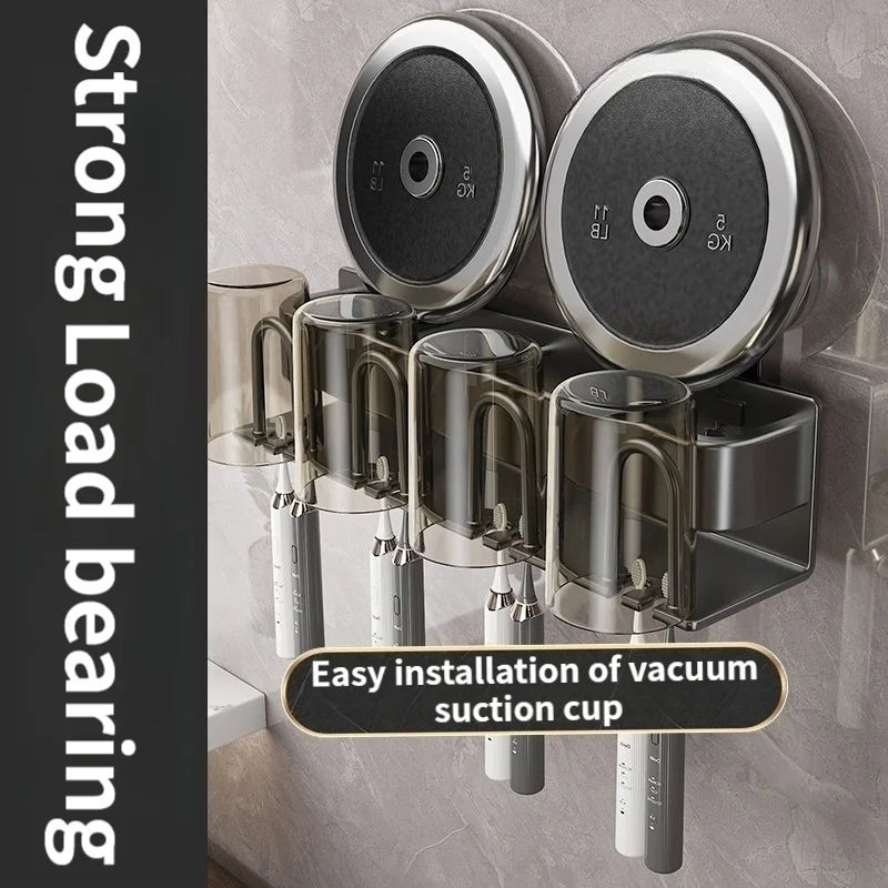 Drill-Free Suction Cup Electric Toothbrush Holder with Cup