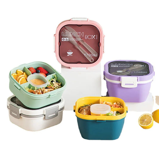 Thickened simple lunch box with lid, microwave-safe salad bowl for office workers and students. Peaceful Pleasures Health and Wellness