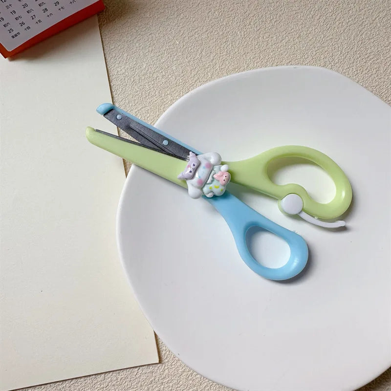 Cartoon Mini Safety Scissors for Kids, Students & DIY Crafts Mini Craft Scissors Peaceful Pleasures Health and Wellness Girl in Green