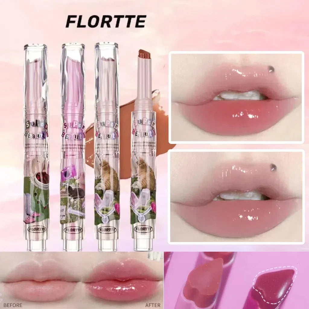 FLORTTE Mirror Glass Lip Gloss | Heart Shape Moisturizing Tint
