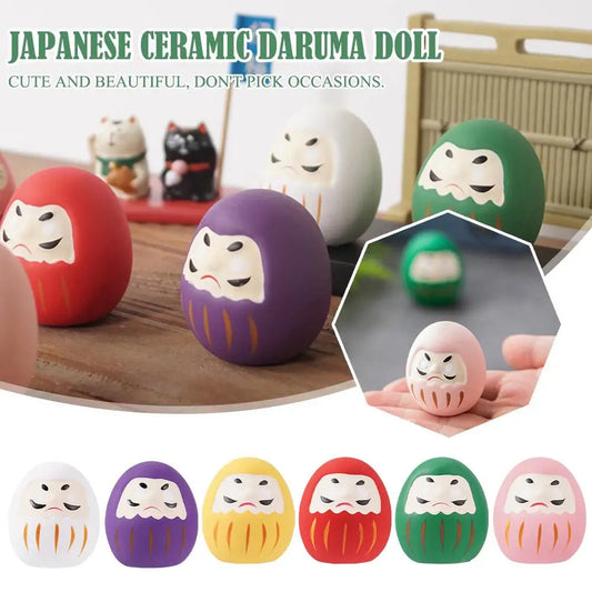 Japanese Ceramic Daruma Doll – Lucky Charm Fortune Ornament Ceramic Figurine Oasis Select