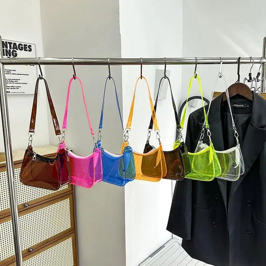 Clear Jelly Shoulder Bag – Y2K Small Underarm Purse Clear Shoulder Bag Oasis Select