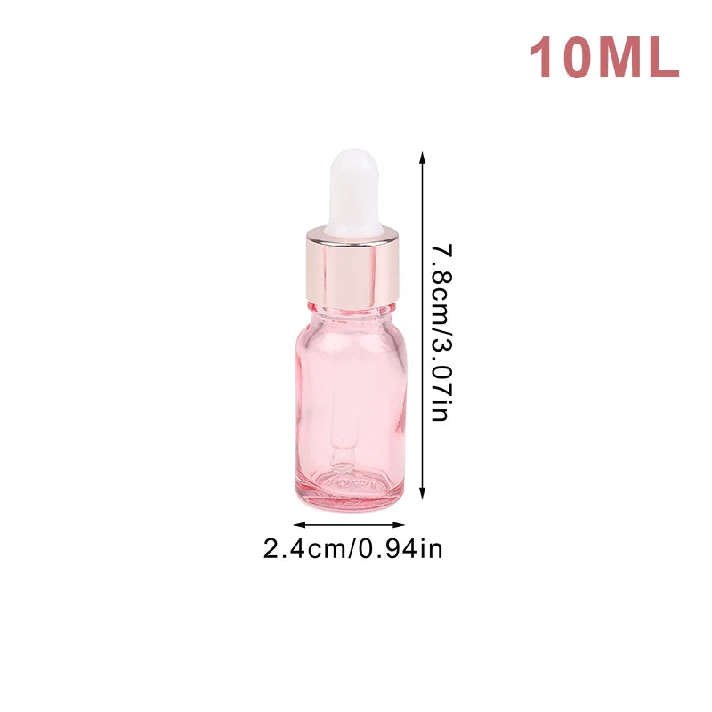 Pink Glass Dropper Bottles 5–100ml | Refillable Rose Lid