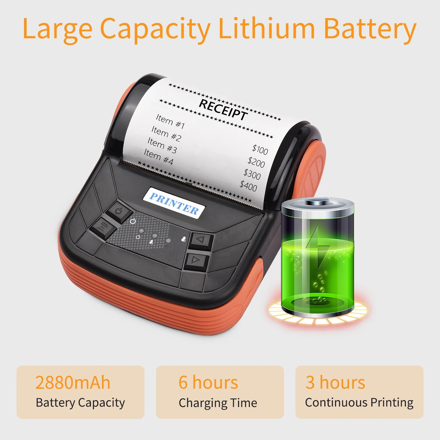 Portable 80mm Bluetooth Thermal Receipt Printer | ESC/POS