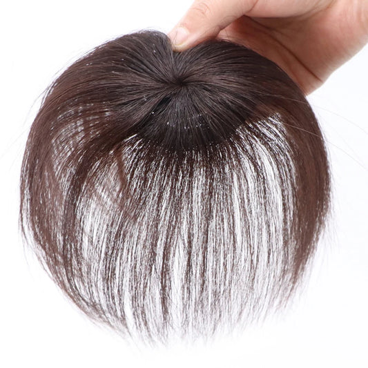 Head Covering Wig Natural Invisible One-Piece Short Straight Hair Replacement Patch Lightweight Seamless Synthetic Wig Peaceful Pleasures Health and Wellness 20cm Brown thicken