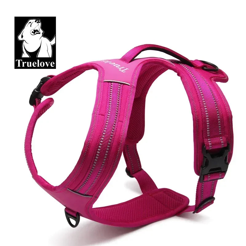 Truelove Sport Nylon Reflective No Pull Dog Harness Outdoor Adventure Pet Vest with Handle xs to xl 5 colors in stock factory Peaceful Pleasures Health and Wellness fuchsia XL(90-125cm) france