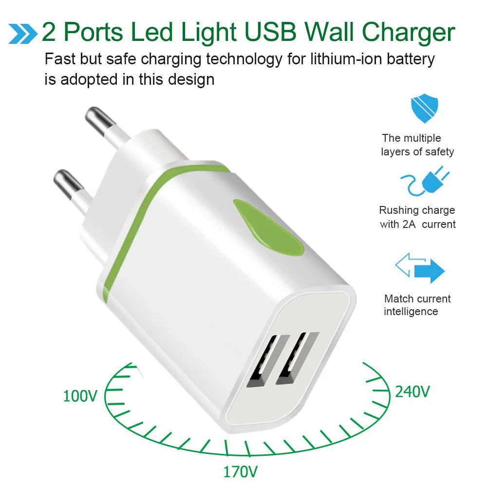 Dual USB Travel Wall Charger 18W | EU & US Plug Universal