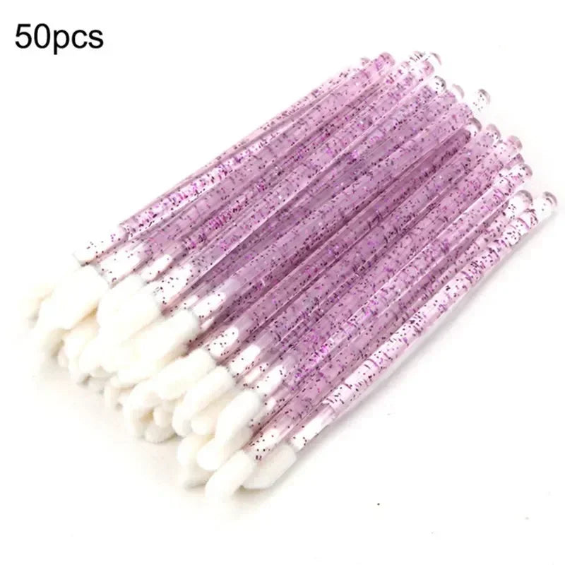 Disposable Eyelash Wands, Replaceable Eyebrow Brush, 50pcs Reusable, Dust - proof, Sparkling Broken Diamond Bottom Eyelash Brush Peaceful Pleasures Health and Wellness GRAY