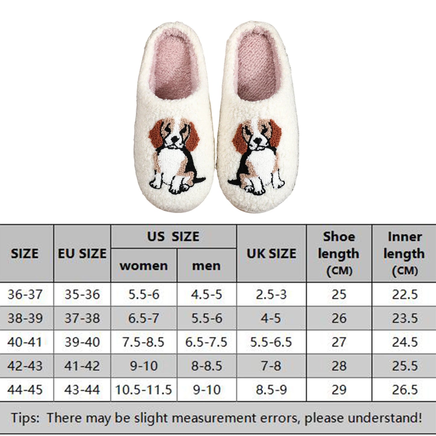 Beagle Fluffy Plush Winter House Slippers for Women & Men