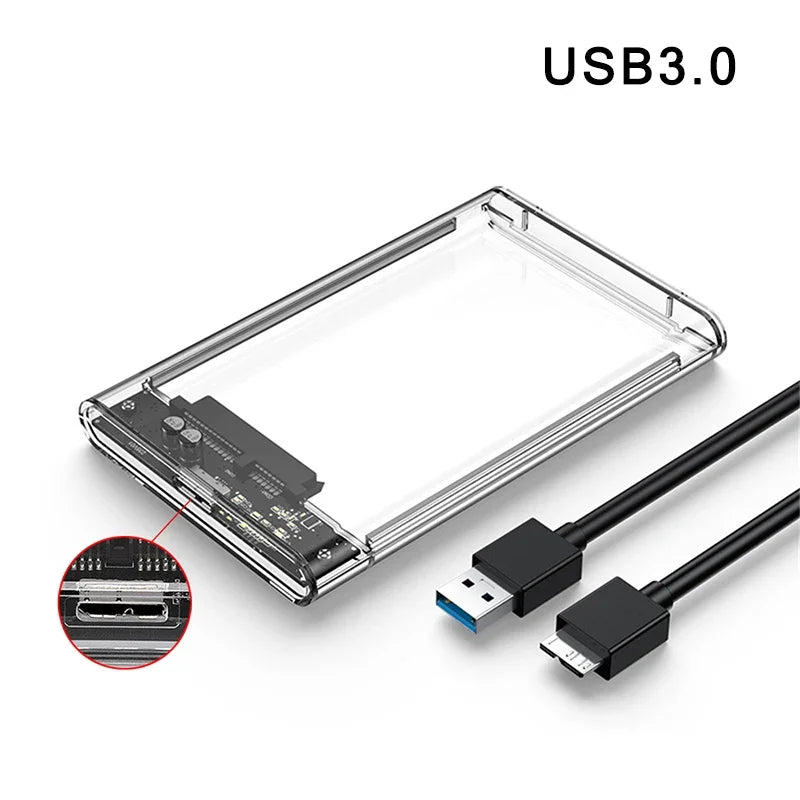 2.5 inch Hard Drive Enclosure USB 3.0/Type C to SATA III Clear External Hard Drive Case for 2.5 inch SATA SSD HDD Support UASP Peaceful Pleasures Health and Wellness Micro B-USB A