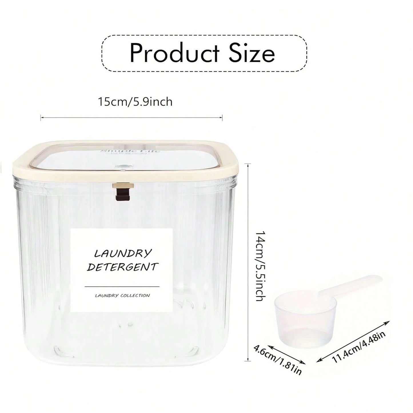 Laundry Pods Container with Pop-Up Lid – Clear Storage Organizer with Labels for Laundry Room