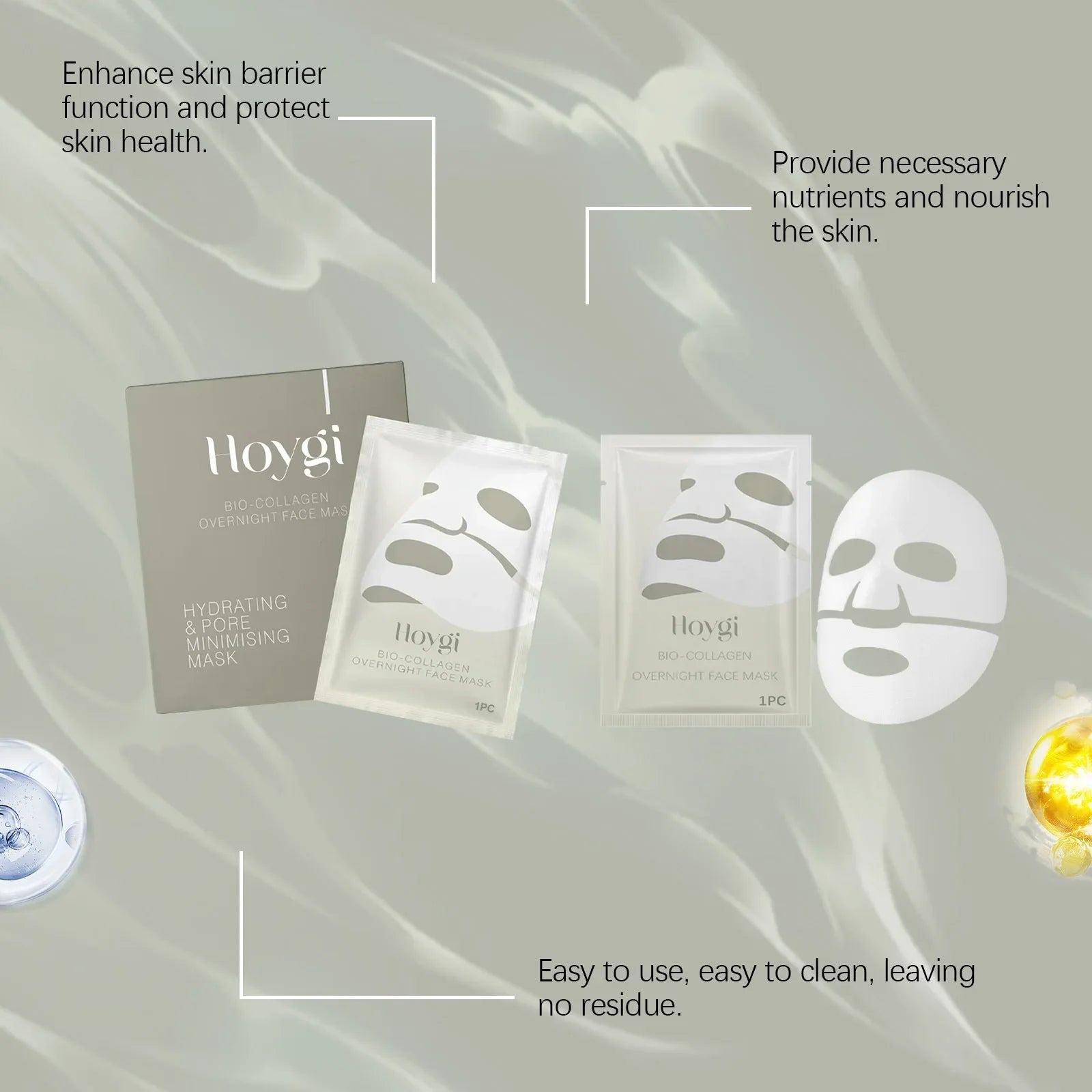 Bio Collagen Face Mask Lifting Firming Anti-aging Shrink Pore Brightening Korean Skin Care Moisturizing Refreshing Sheet Mask Peaceful Pleasures Health and Wellness