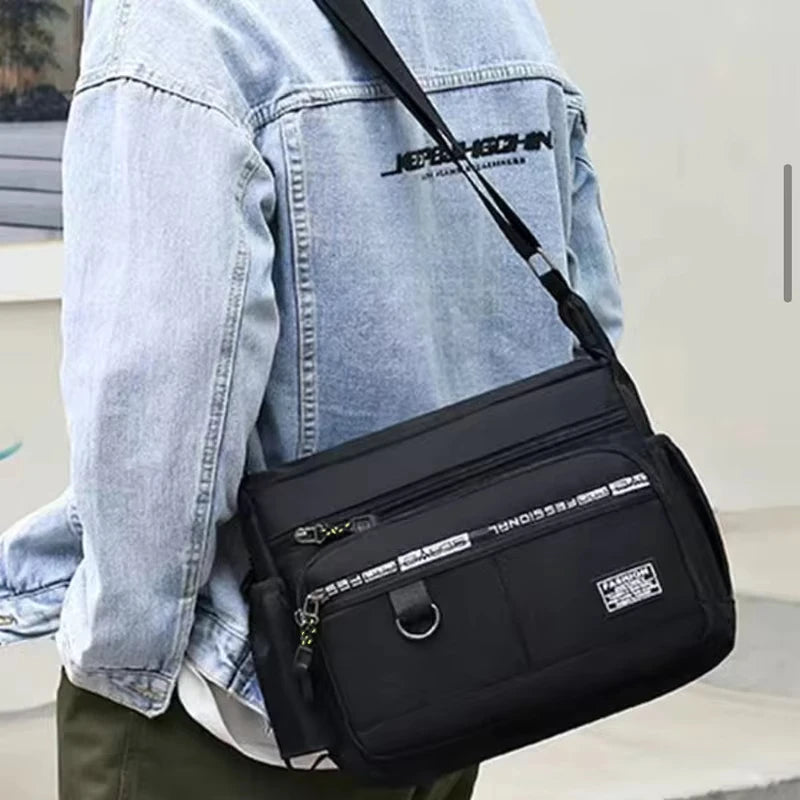 Men's cross-body bag with multi-layered pockets, adjustable shoulder strap, business single-shoulder bag Peaceful Pleasures Health and Wellness