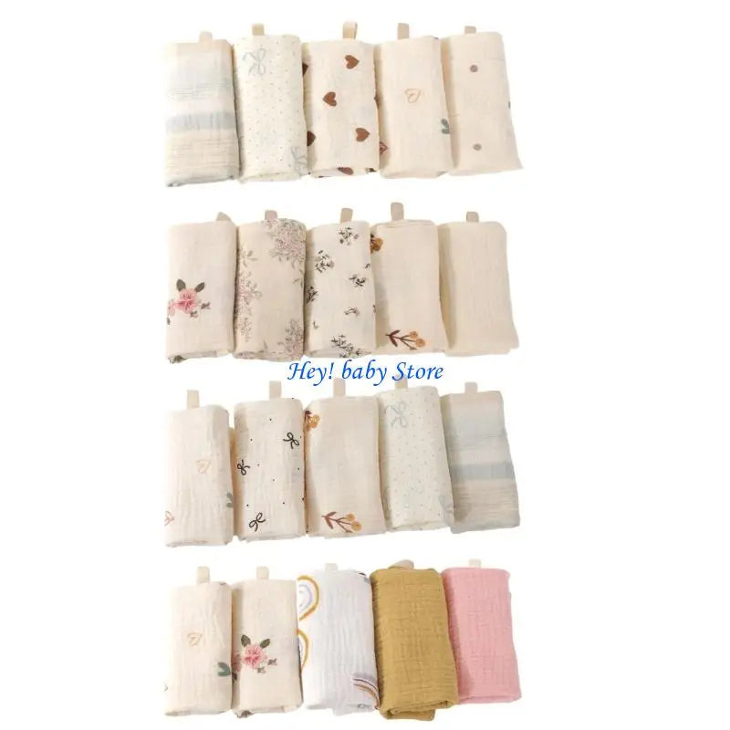 4-Layer Cotton Burp Cloths for Newborns – 5-Pack Washcloths