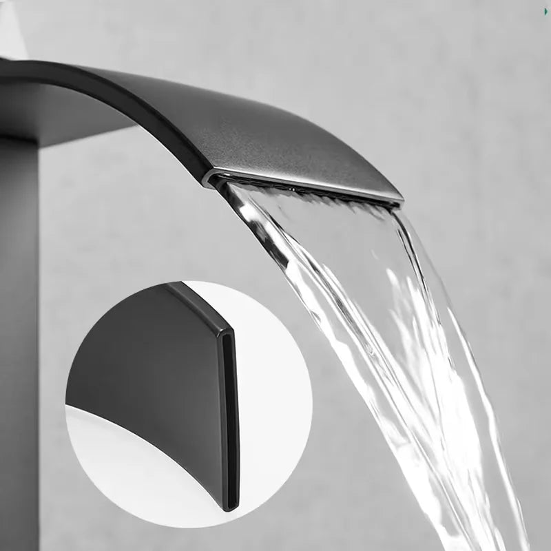 Matte Black Waterfall Vessel Sink Faucet | Single Handle