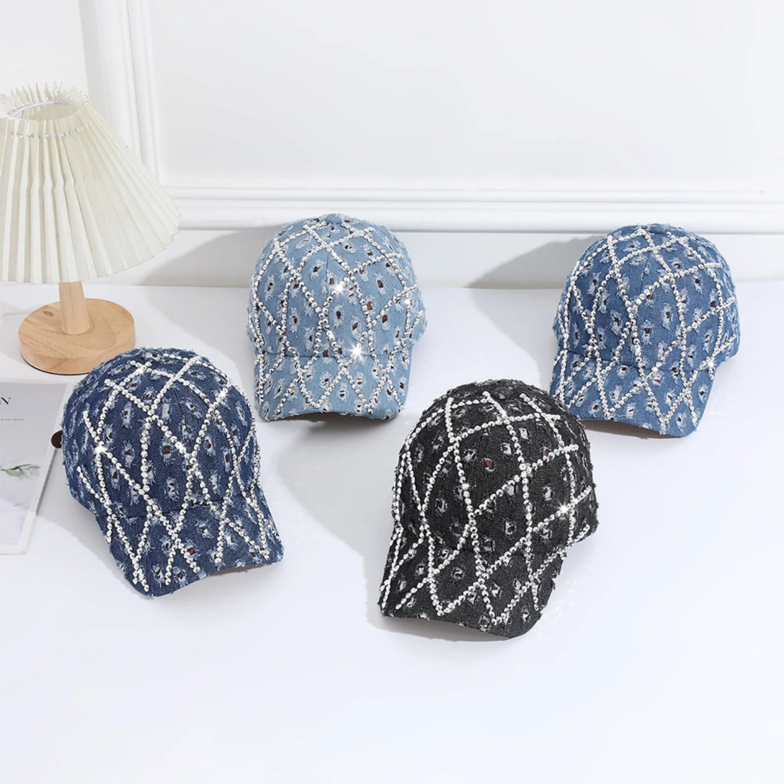 Summer Baseball Sports Cap Shiny Rhinestone Decor Baseball Sports Hats for Mountaineering Traveling Peaceful Pleasures Health and Wellness