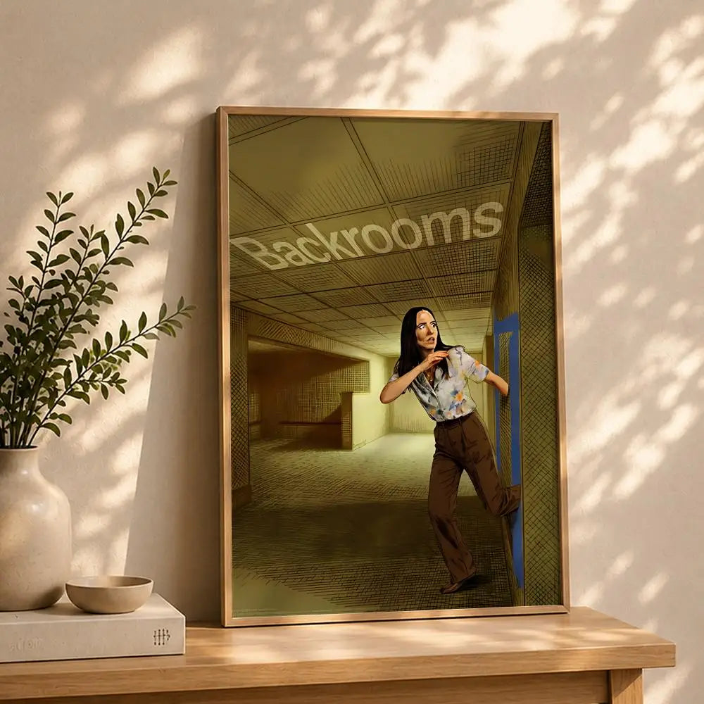 Backrooms Movie Poster HD Self-Adhesive Waterproof Wall Art Wall Art Poster Peaceful Pleasures Health and Wellness White4 30X40cmNoframe