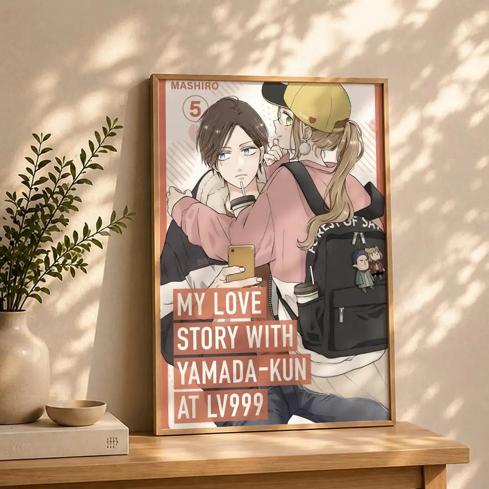 Anime M-My Love Story with Yamada-kun at Lv999S Poster HD Self Adhesive Waterproof Wall Art Ideal for Home Office Dorm Bedroom Peaceful Pleasures Health and Wellness White12 40X50cmNoframe