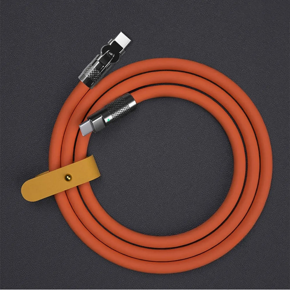 120W USB-C Fast Charging Cable 180° Elbow LED | Samsung Xiaomi