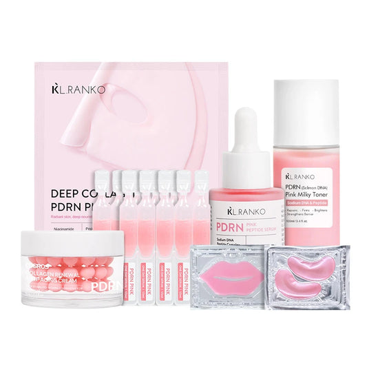 PDRN Pink Korean Skincare Set – Collagen Cream, Serum & Masks Korean Skincare Set Peaceful Pleasures Health and Wellness
