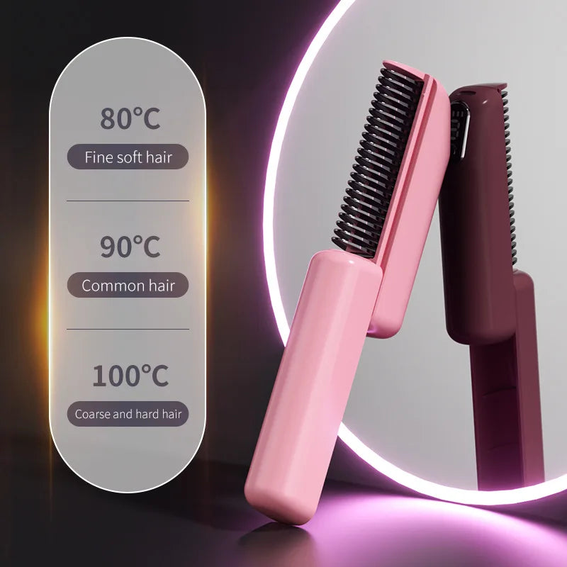 LCD Wireless Hair Straightening Comb – Negative Ion Styler