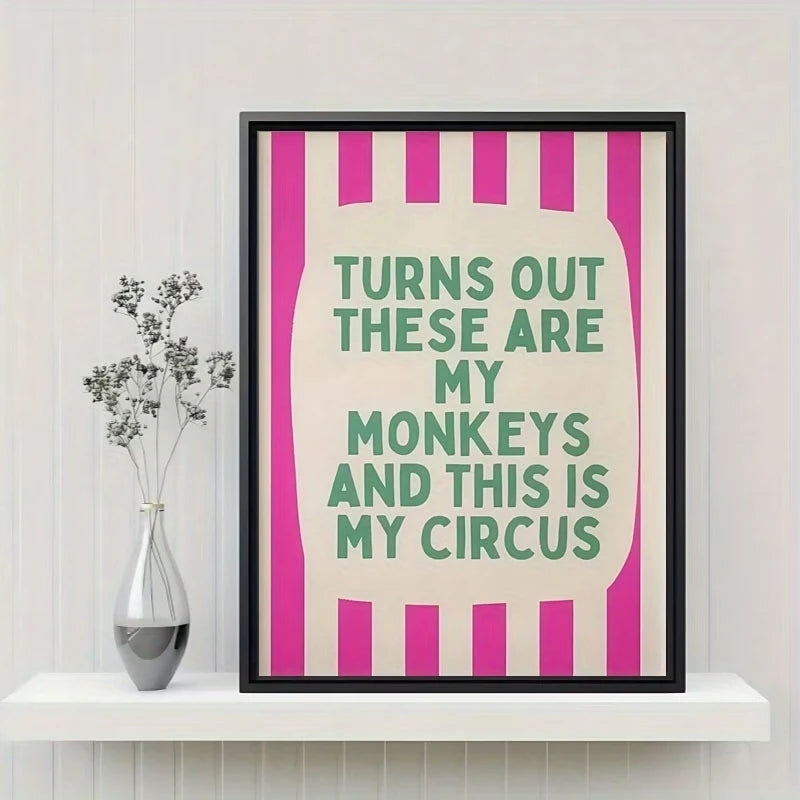 "These Are My Monkeys" Funny Retro Canvas Wall Art Print