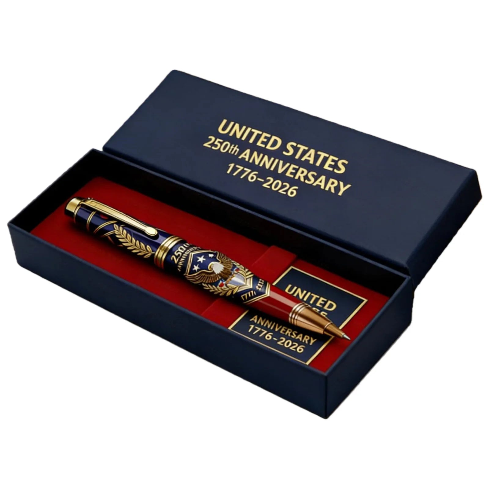 1-3PCS USA 250th Anniversary Souvenir Ballpoint Pen With Gift Box Limited Commemorative Writing Tool For Collectors 1776-2026 Peaceful Pleasures Health and Wellness as show