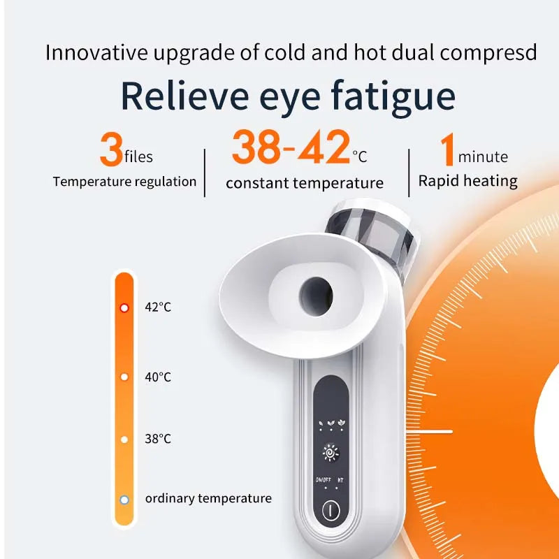 Hot Cold Compress Eye Steamer Relieve Fatigue Dry Eyes Moisturizing Heating Face Eye Massager Mask Humidifier Mist Nano Sprayer Peaceful Pleasures Health and Wellness